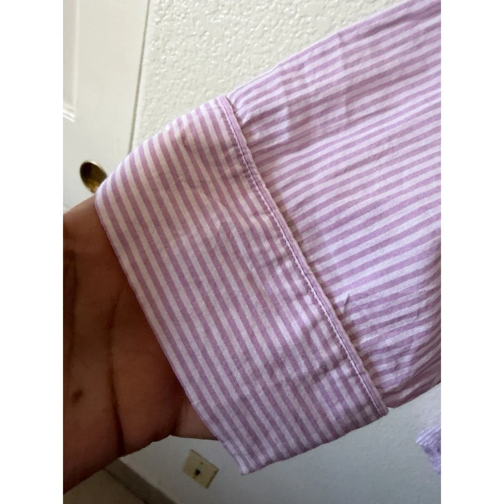 Victorias Secret Womens Sleep Shirt Dress Purple Stripe 100% Cotton L
